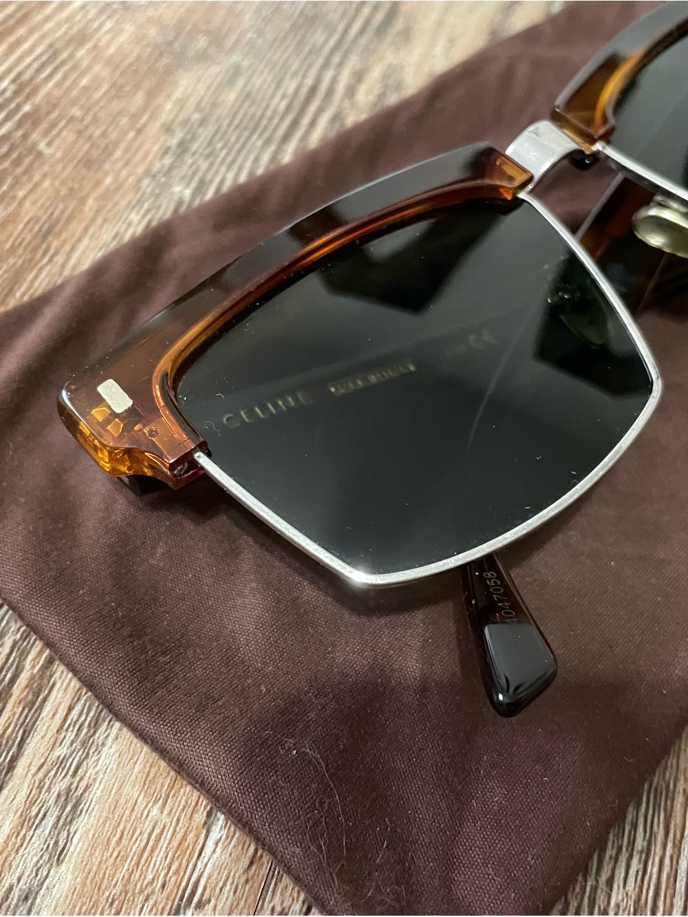 CELINE CL40054U Mineral Havana Tortoise Shape Cat Eye Half Rim Sunglasses - Picture 3 of 14